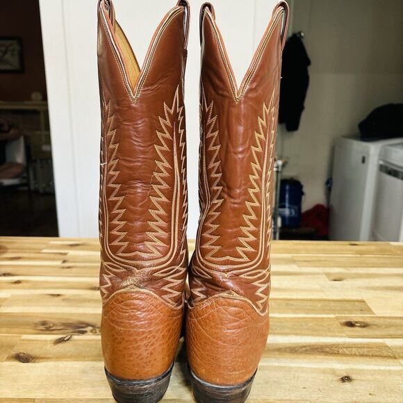 Tony Lama Vintage Brown Leather Cowboy Western Boots Tall Size 11 D Style 6327 - Picture 6 of 12